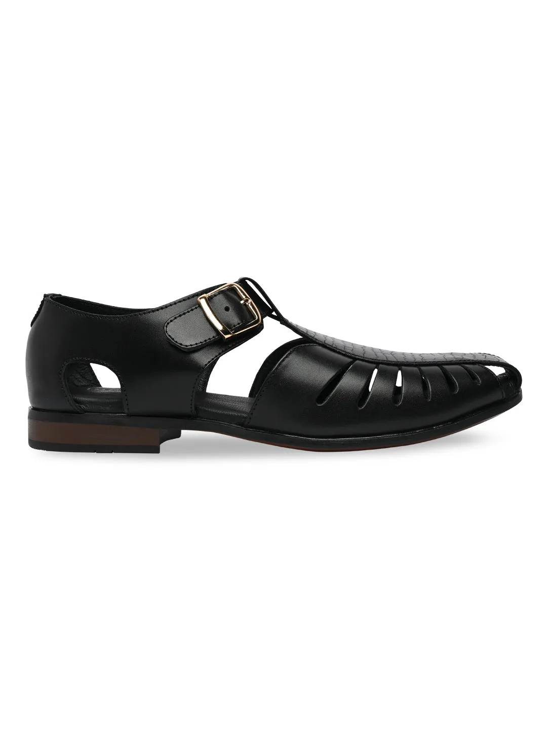 Origine Des Espadrilles Imperio By Regal Black Men Ethnic Pathani Sandals
