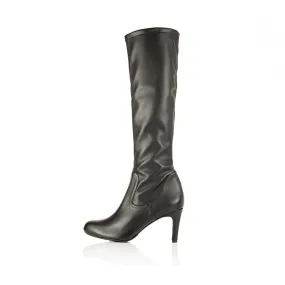 Elayna Knee High Platform Boot Isla Extra-Wide Fit Knee High Boots - Black Leather/Fabric Mix