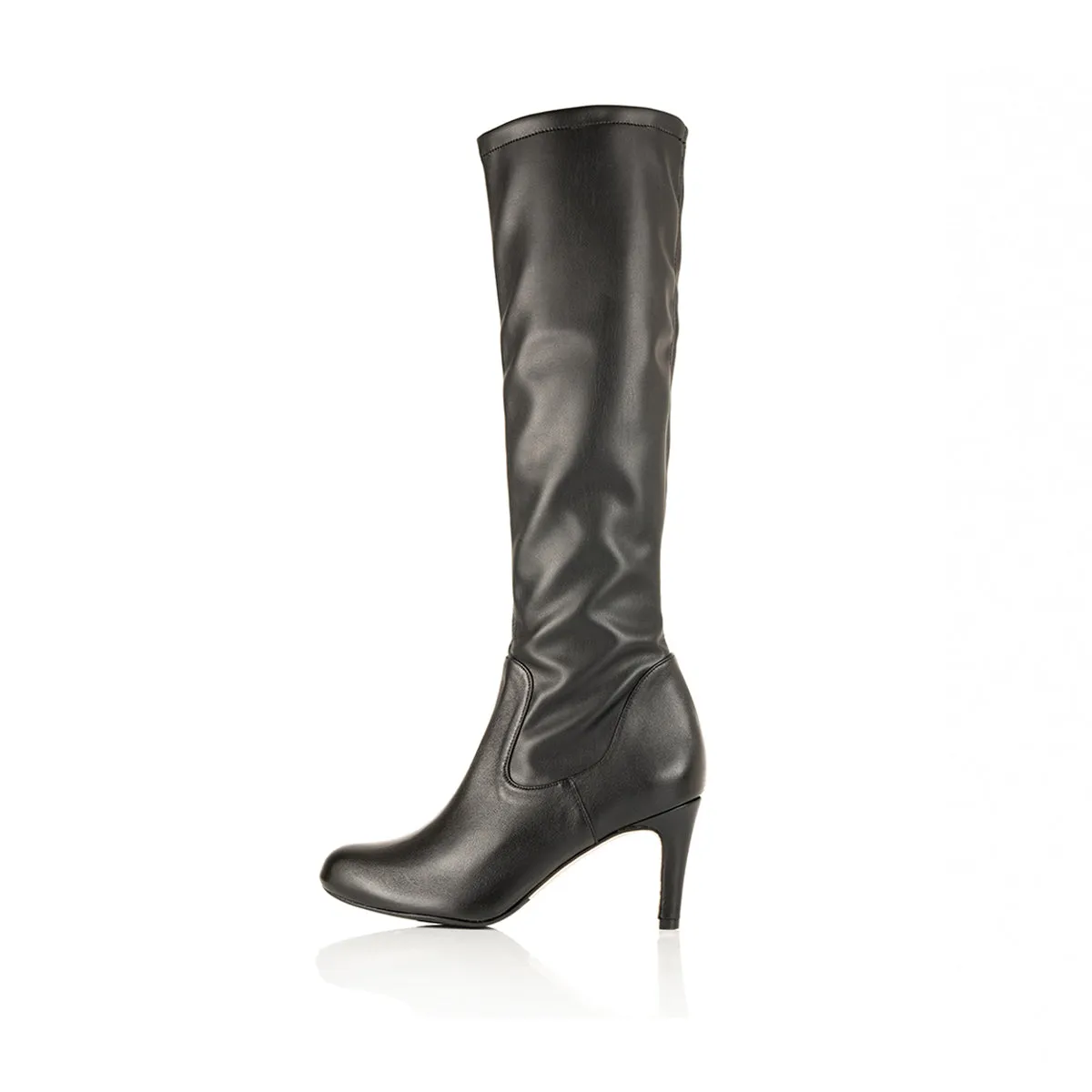 Knee High Boots For Wide Calves Isla Extra-Wide Fit Knee High Boots - Black Leather/Fabric Mix