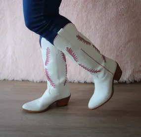 JADE Pink/White Cowboy Boot Cowboy Boots Heels