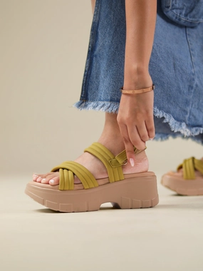 Leather Knee High Boots With Heel Jolie Yellow Flatform Heels