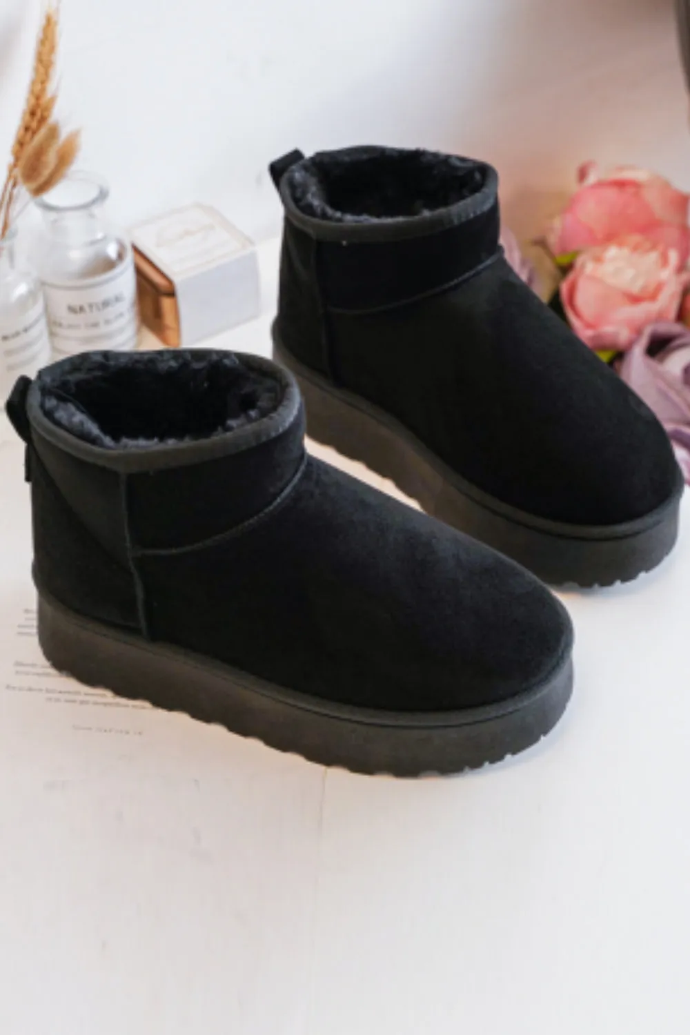 KIDS BLACK FLUFFY PLATFORM FAUX FUR LINED ANKLE BOOTS 31/36 SIZES Sonoma Goods For Life Wedge Ankle Boots
