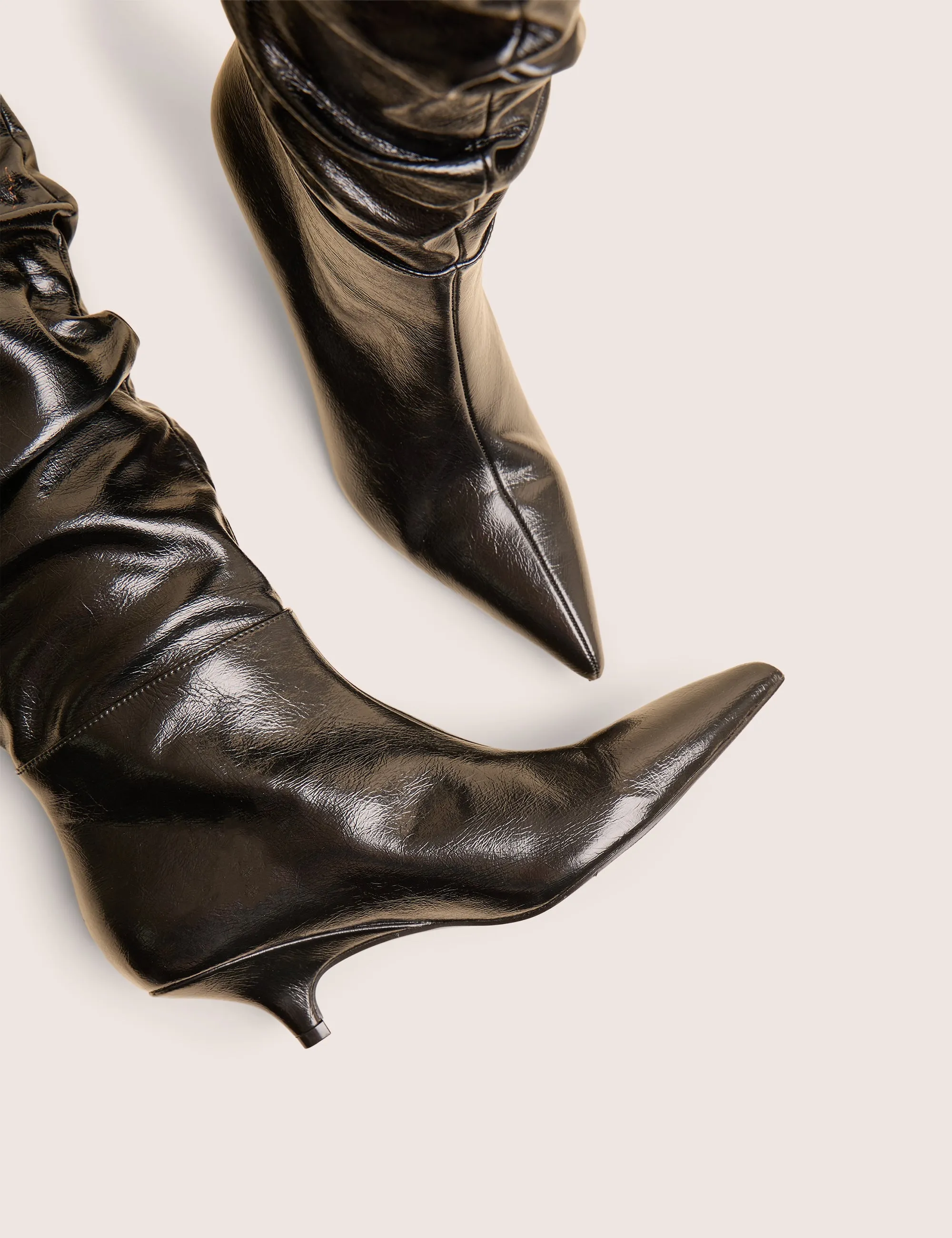 La Dolce Vita Black Ruched Kitten Heel Knee High Boots Platform Knee Boots