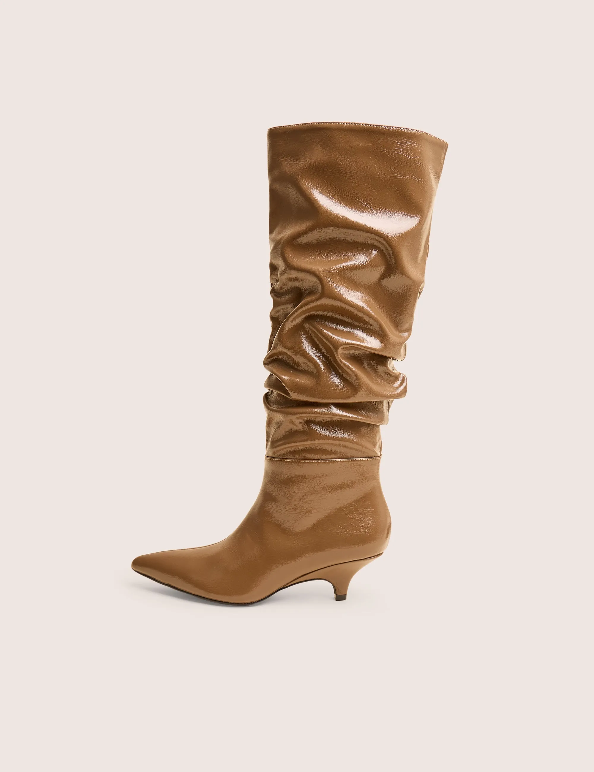 La Dolce Vita Taupe Ruched Kitten Heel Knee High Boots Knee High Boots And Jeans