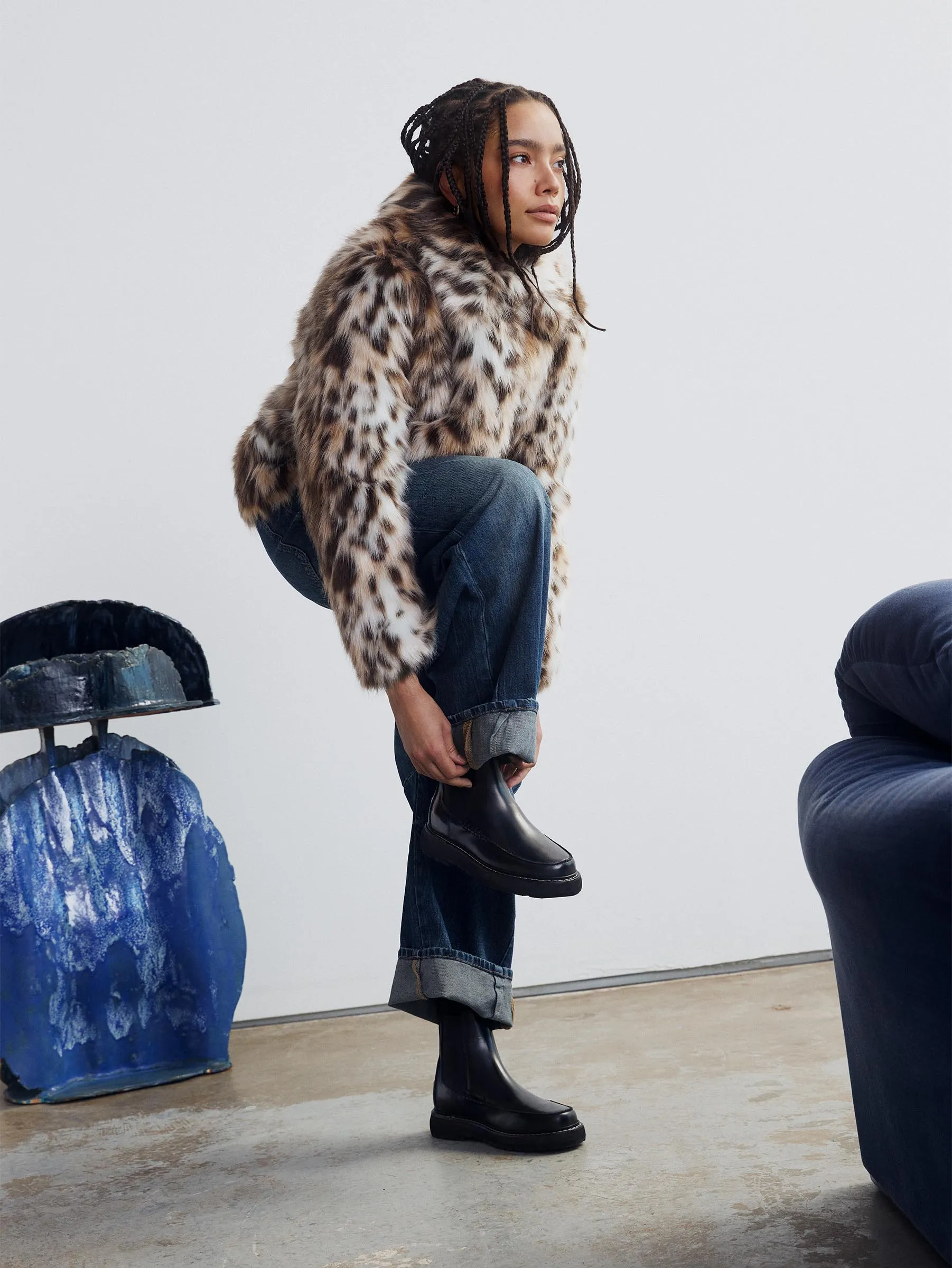 Lagoa Black Brushed Unlined Boot Chunky Sole Chelsea Boots