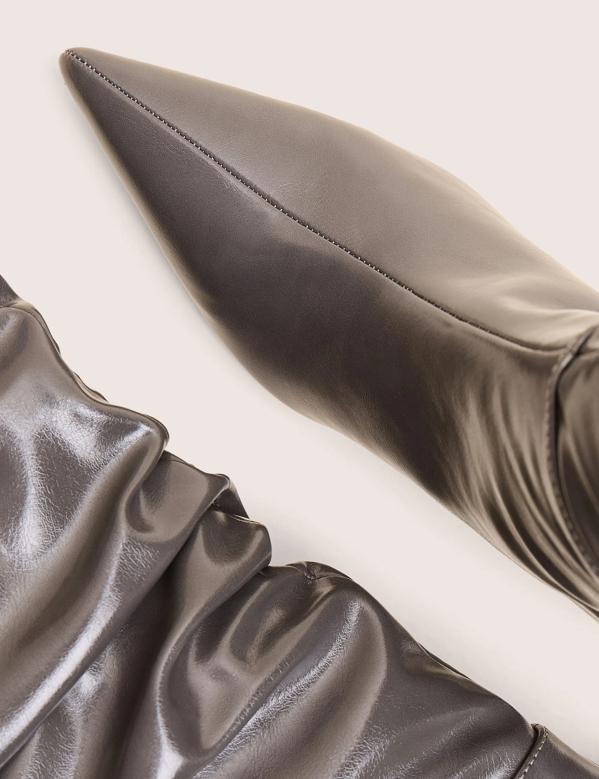 La Dolce Vita Slate Grey Rouched Kitten Heel Knee High Boots Knee High Boots Cream