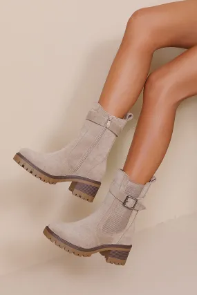 Hunter Stone Contrast Sole Suedette Chelsea Boots Waterproof Winter Chelsea Boots