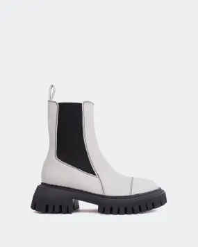 Laroi Off White Leather Cheetah Print Chelsea Boots