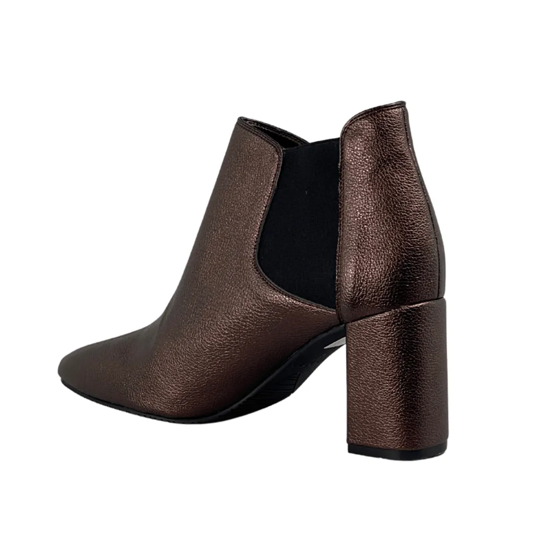 Flora Leather Chelsea Boots 'Rachel' vegan-leather Chelsea bootie by Zette Shoes - bronze