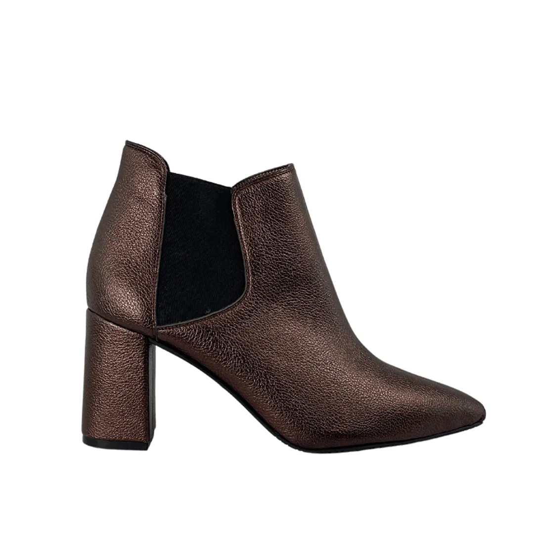 'Rachel' vegan-leather Chelsea bootie by Zette Shoes - bronze Harness Chelsea Boots