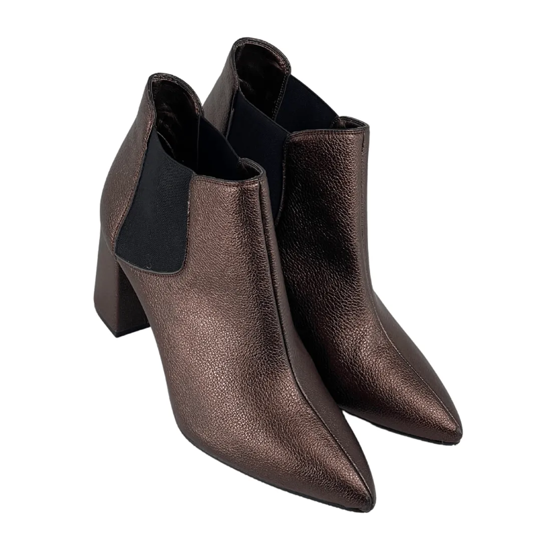 'Rachel' vegan-leather Chelsea bootie by Zette Shoes - bronze Long Chunky Chelsea Boots