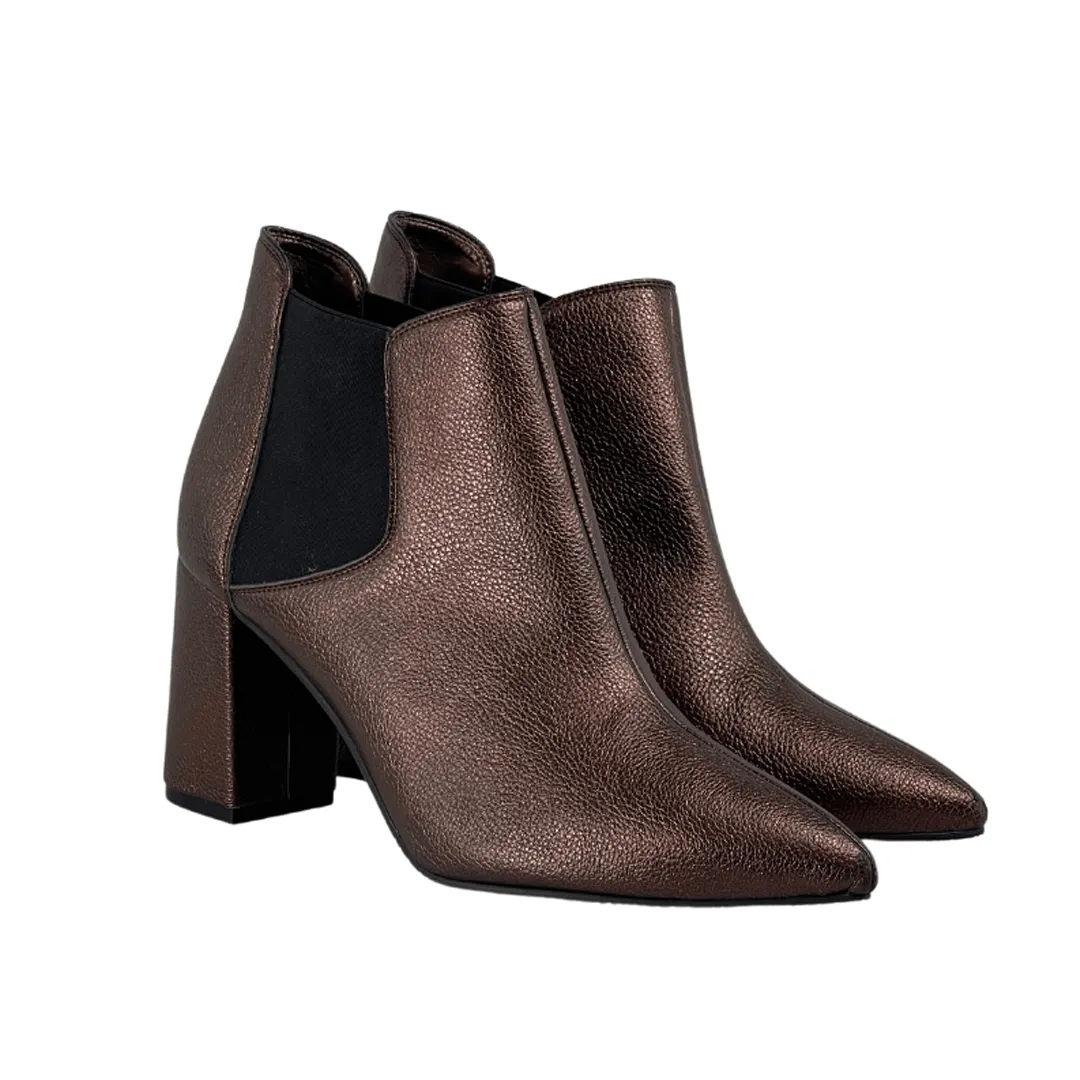 Tuxedo With Chelsea Boots 'Rachel' vegan-leather Chelsea bootie by Zette Shoes - bronze