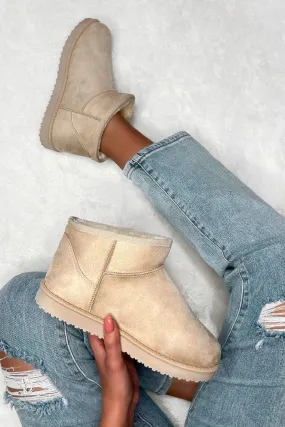 Paige Ankle Boots BEIGE FAUX SUEDE ULTRA MINI COZY SNOW ANKLE BOOTS (PACK A)