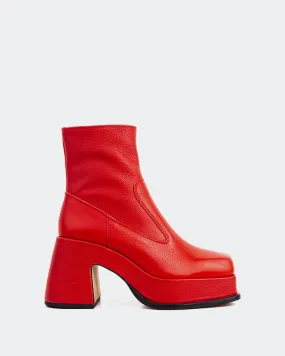 Lace Up Ankle Boots Tan Lepic Red Leather