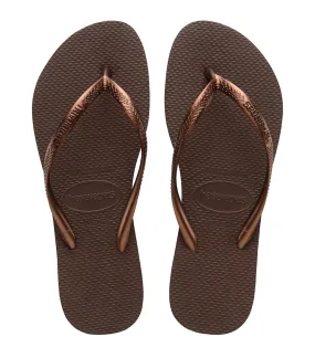 HAVAIANAS SLIM - DARK BROWN/METAL ACOUSED Toggle Flip Flop Minecraft