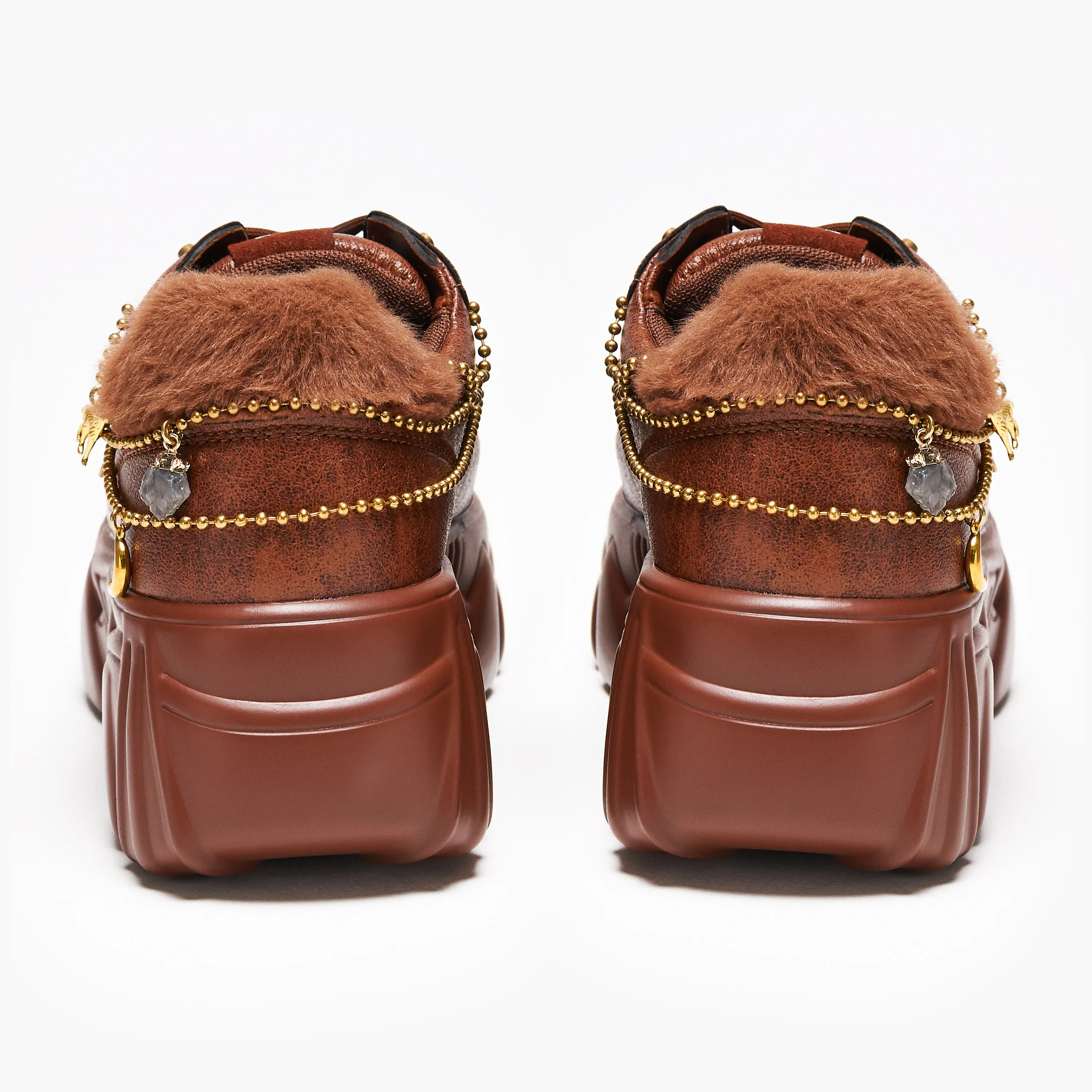 Loca Jinx Charm Trainers - Brown Openwork Mary Jane Shoes