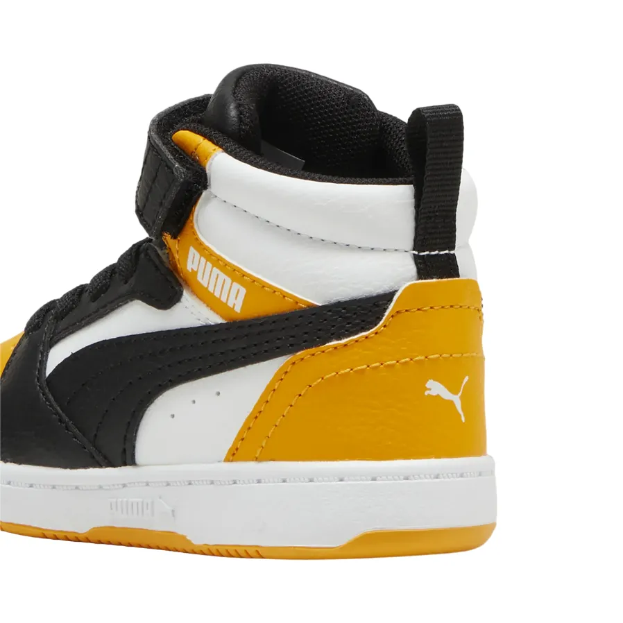 Zerotre Sneakers Puma scarpa da ginnastica alta da bambino Rebound V6 Mid 396542-19 nero-mandarino