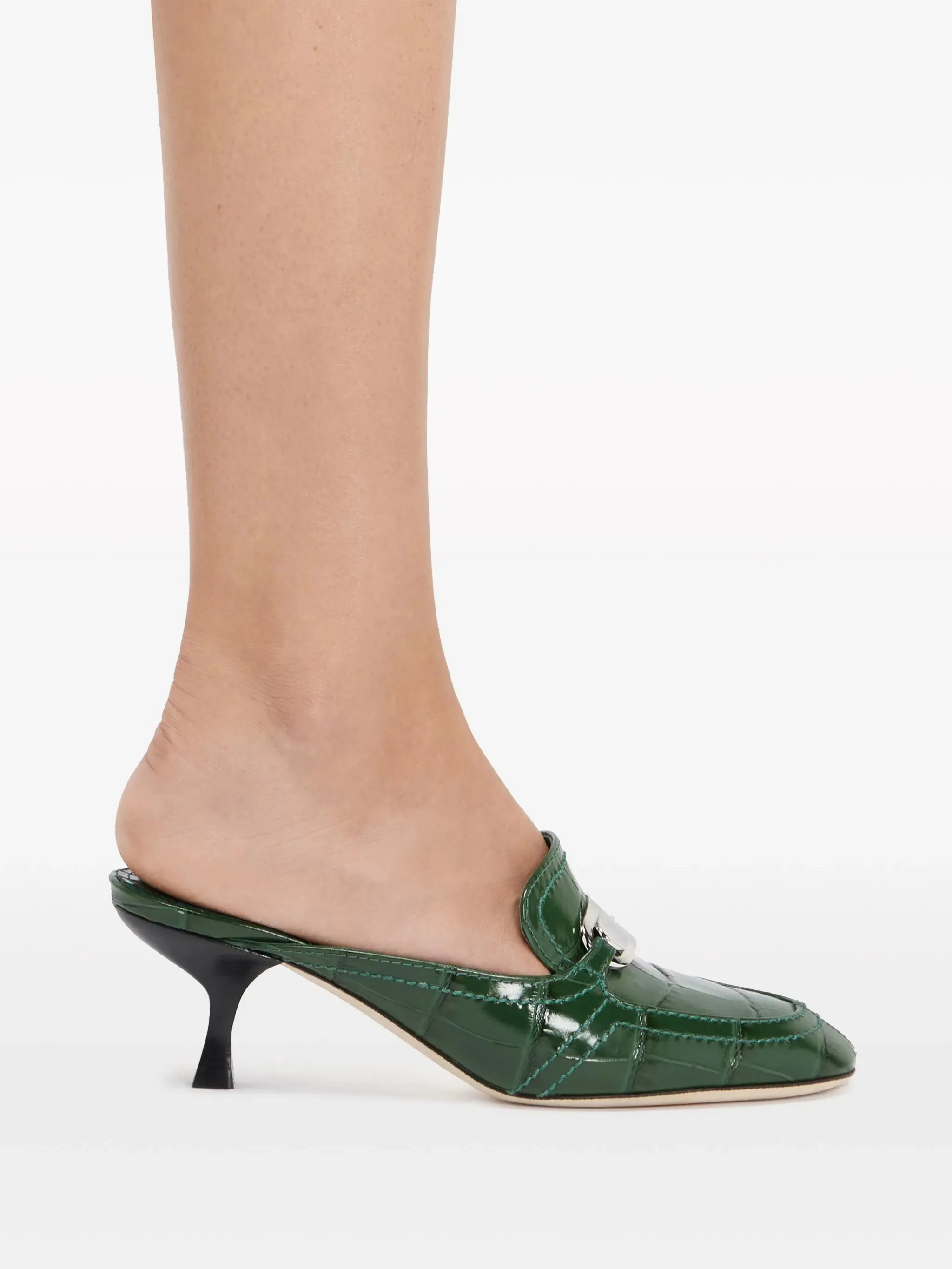 55mm crocodile-embossed buckled mules Narrow Shoes Mules