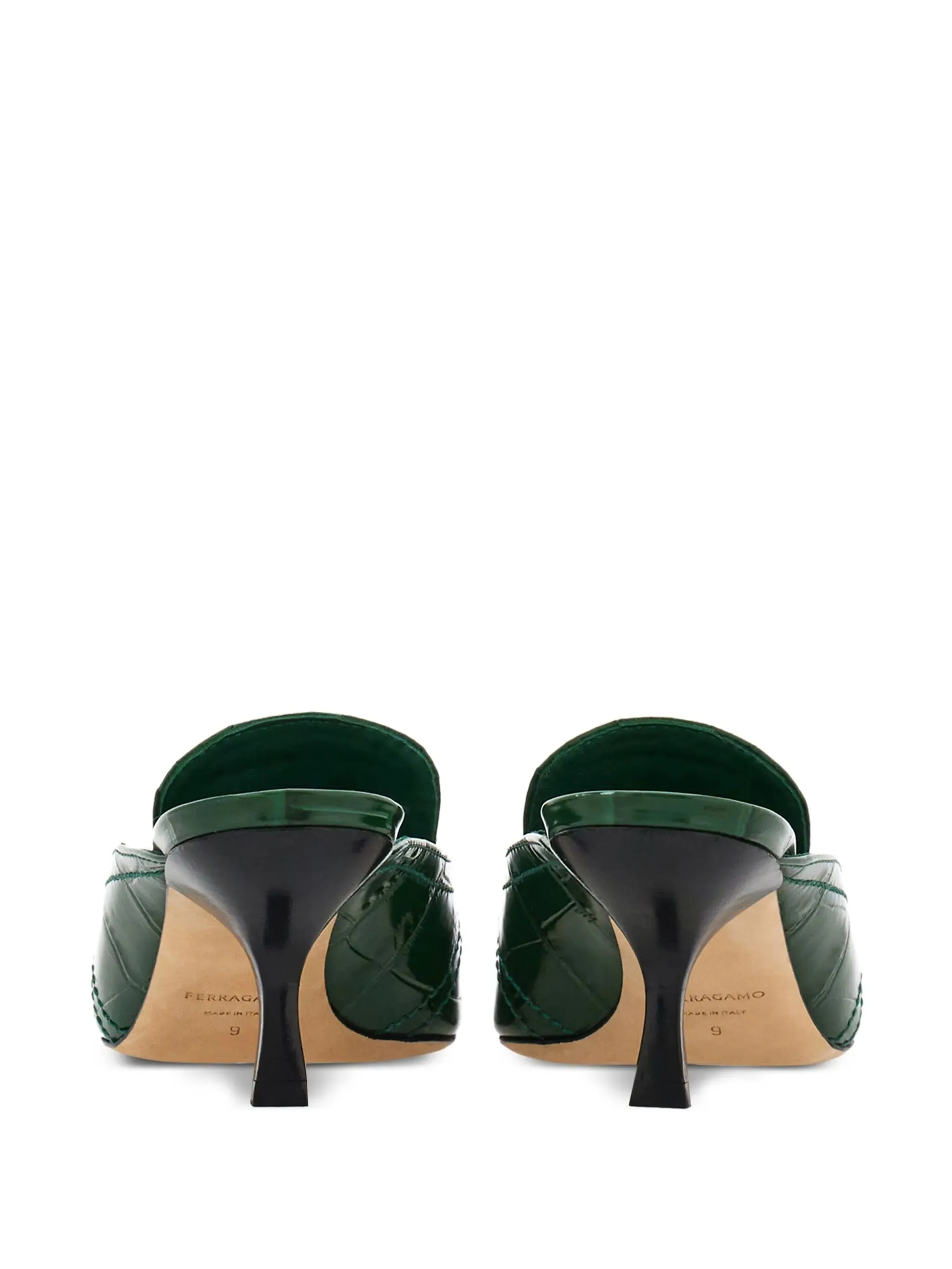 Lug Sole Mules 55mm crocodile-embossed buckled mules