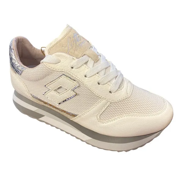 Lotto Leggenda scarpa sneakers da donna Wedge Pearl 217877 97W bianco avena-marrone S Sneakers