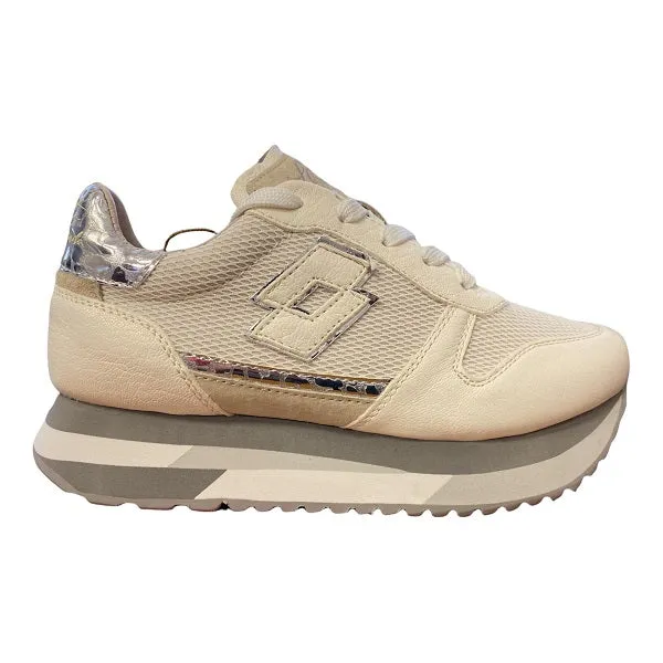 Lotto Leggenda scarpa sneakers da donna Wedge Pearl 217877 97W bianco avena-marrone Sneakers With V On Side