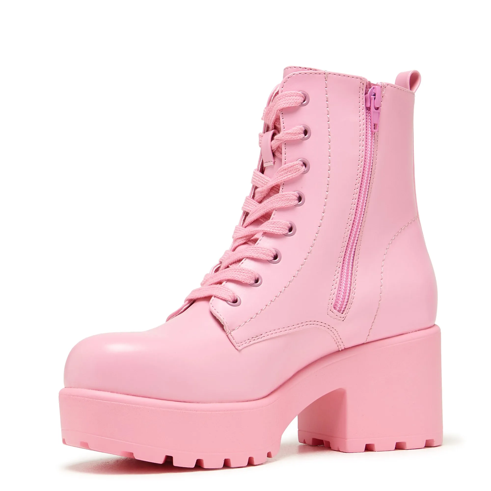 Love Urself Ketnipz Lace Up Boots - Pink Scrunch Ankle Boots