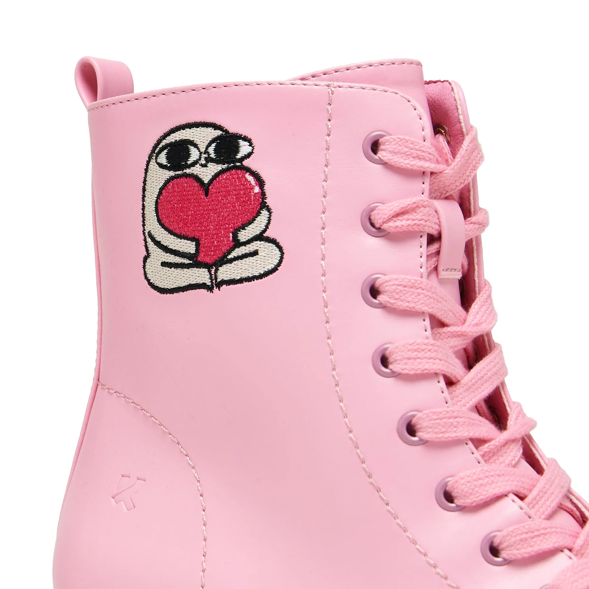 Chunky Cut Out Ankle Boots Love Urself Ketnipz Lace Up Boots - Pink