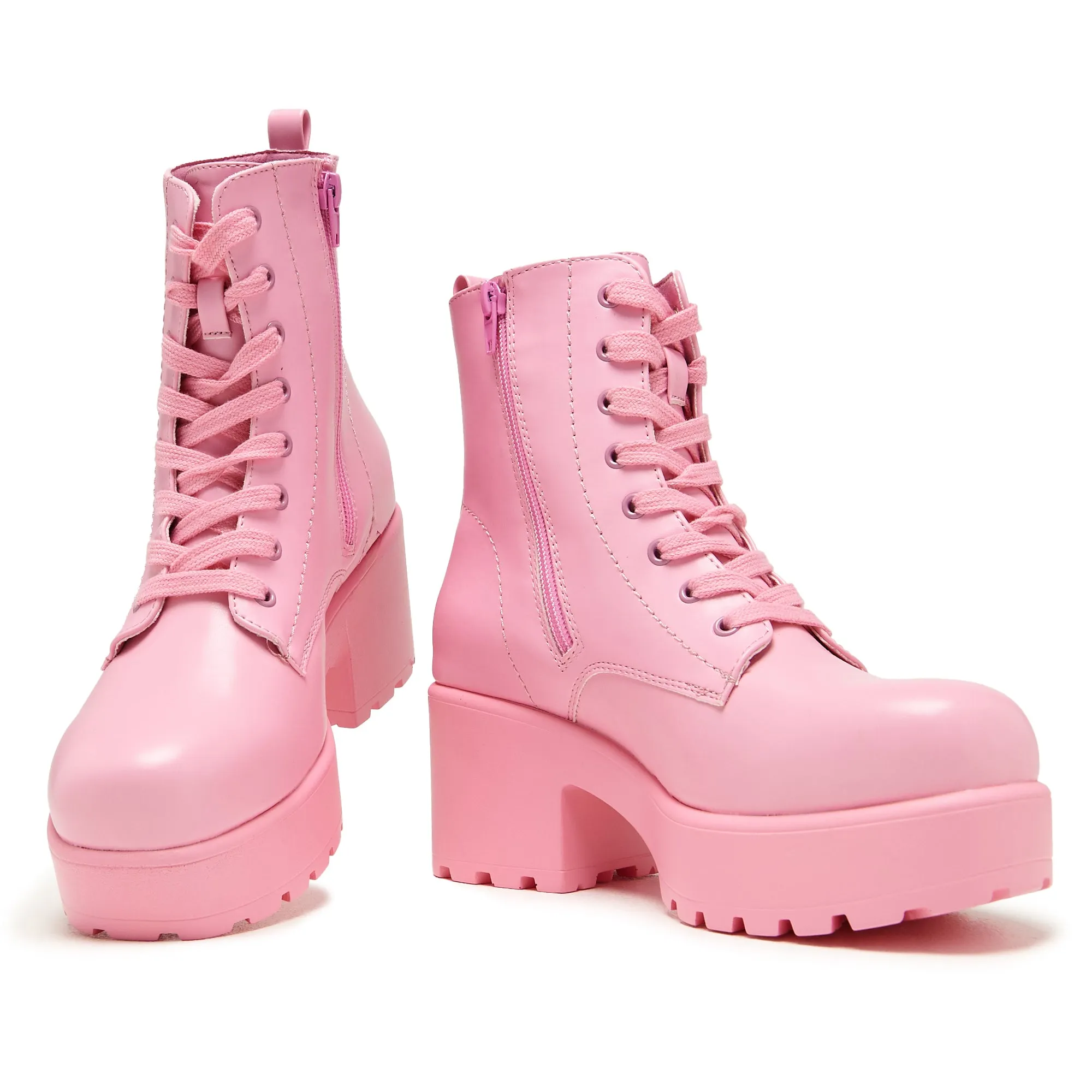 Love Urself Ketnipz Lace Up Boots - Pink Best Ankle Boots For Wide Calves