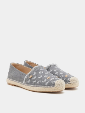 Maggie Monogram Frayed Espadrilles Sapato Espadrille