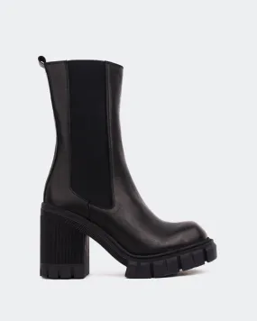 Maple Black Leather Faux Fur Chelsea Boots