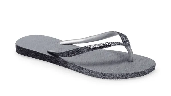All Star Flip Flops HAVAIANAS SLIM SPARKLE II - STEEL GREY