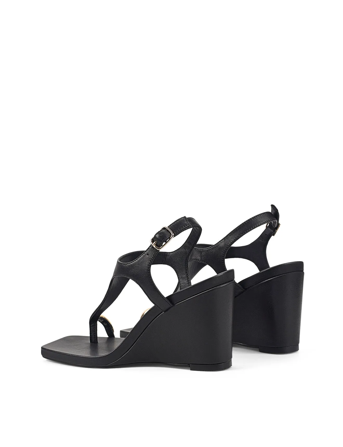Margiela High Heels Melbourne Strappy Wedges - Black Leather