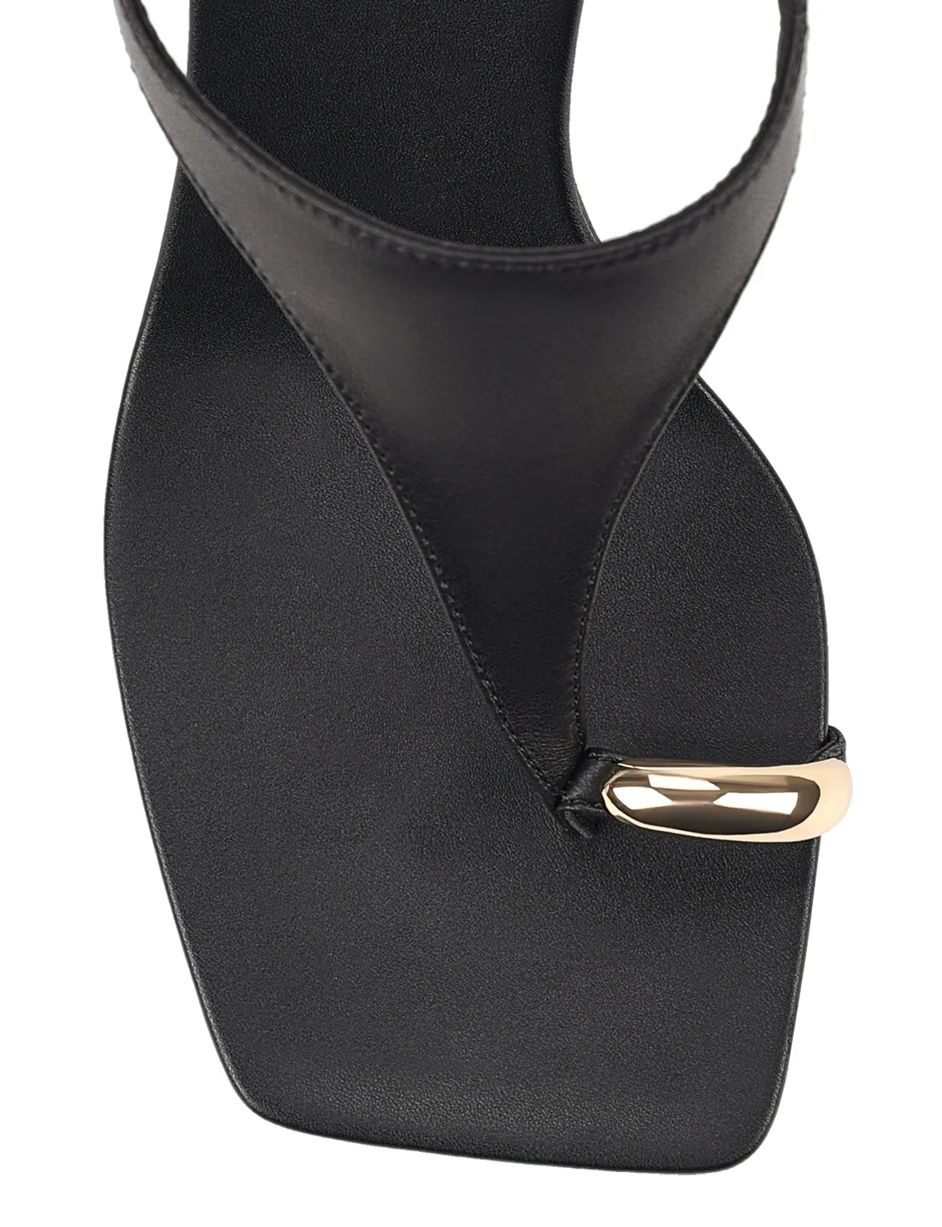 Melbourne Strappy Wedges - Black Leather Small Heel Knee High Boots