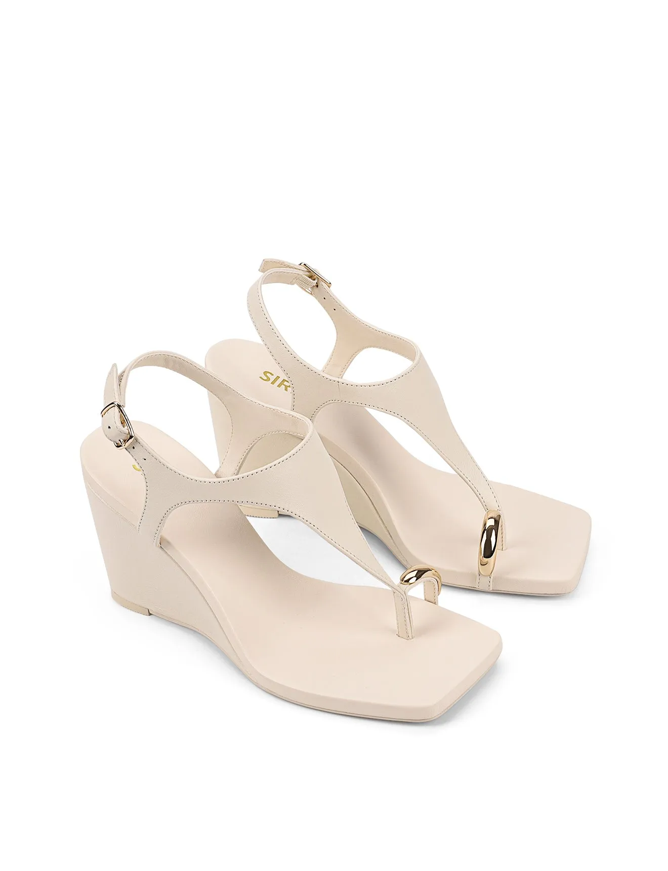 Melbourne Strappy Wedges - Cream White Leather High Heel Stoppers