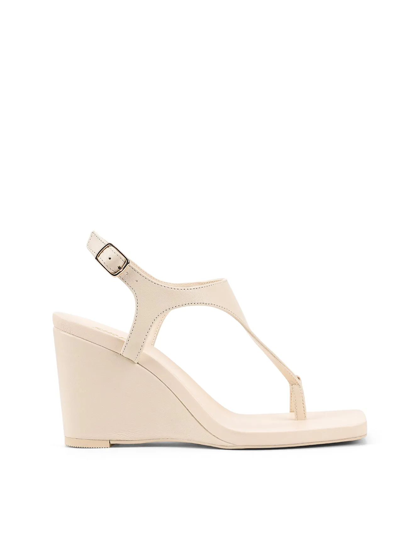 Melbourne Strappy Wedges - Cream White Leather Audrey Brooke Heels