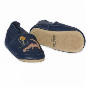 MELTON Navy Academy Dinosaur Leather Slippers Supportive Slippers