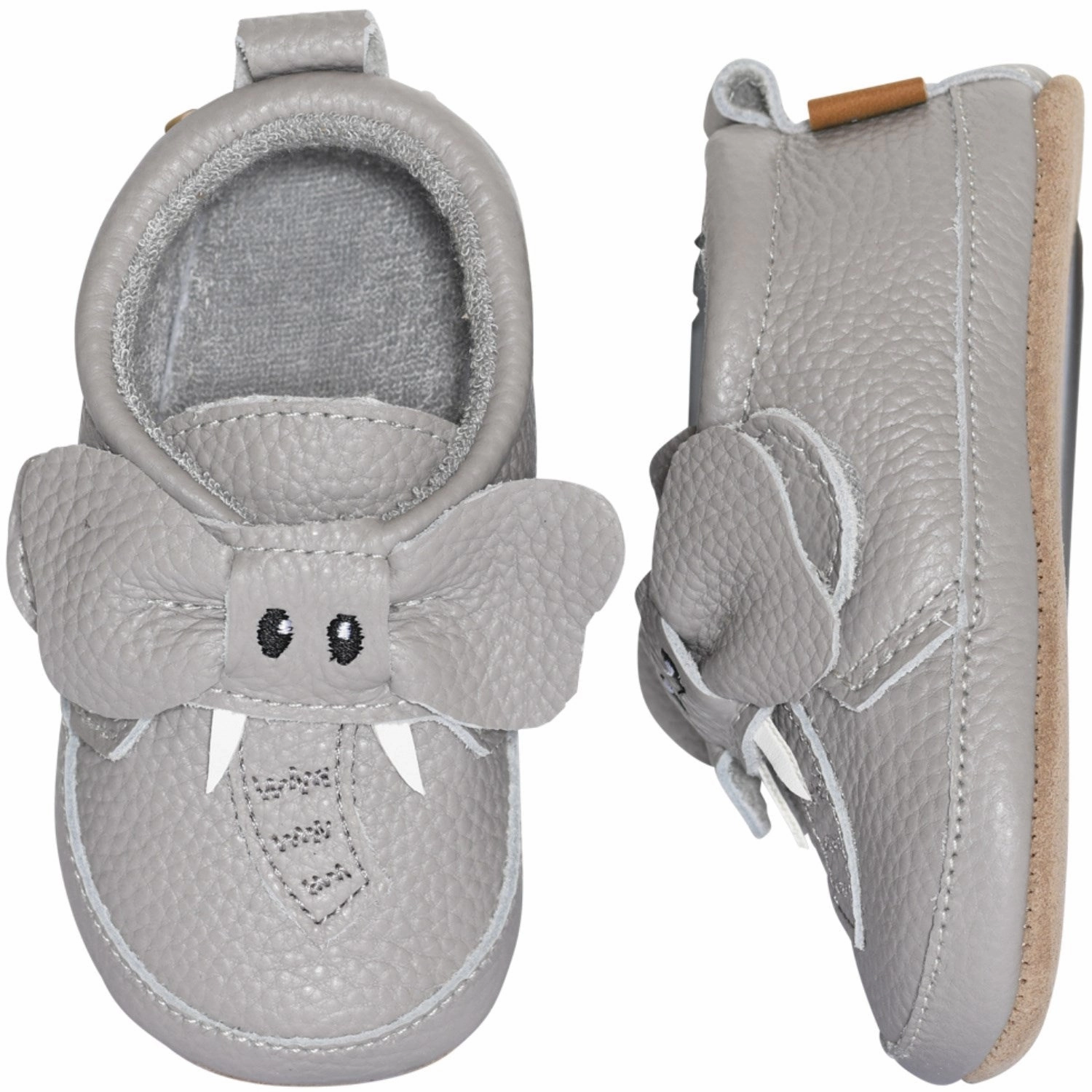 Slippers With Leather Soles MELTON Opal Gray Elephant leather slippers