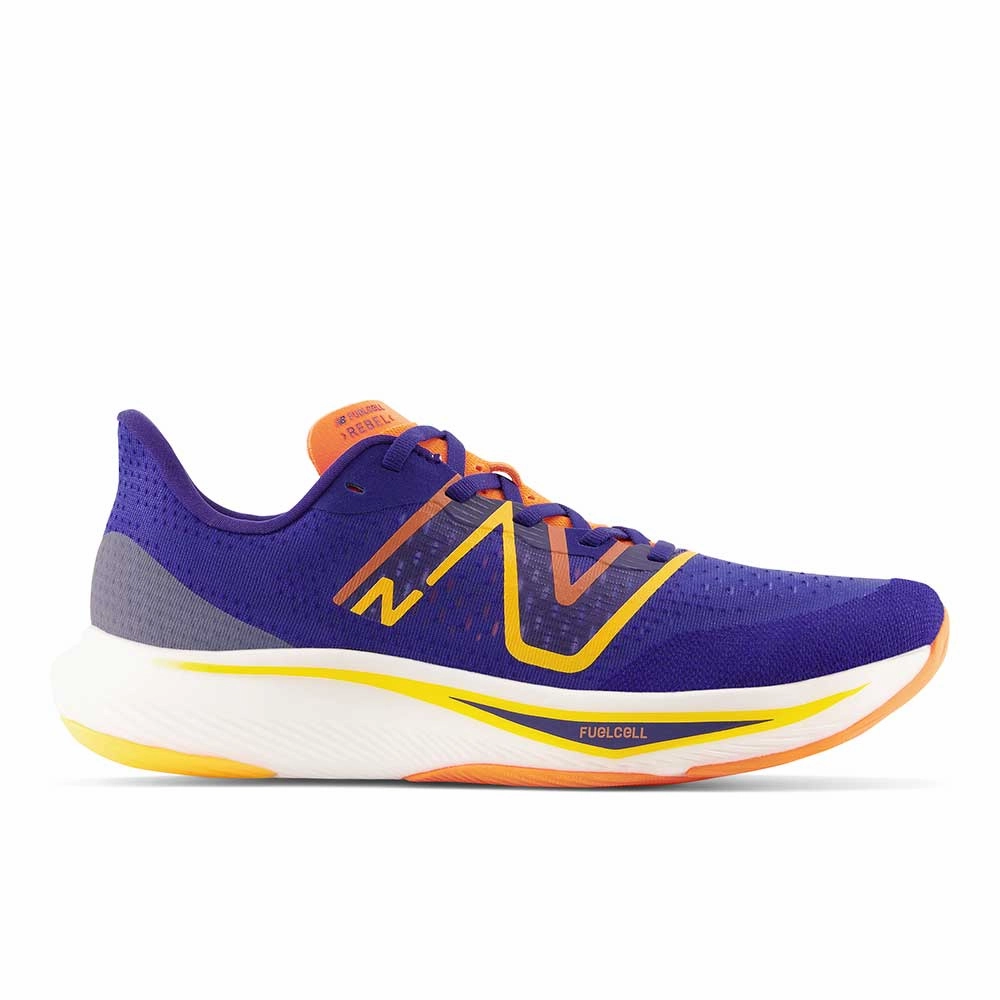 White New Balance Shoes For Men Men's New Balance FuelCell Rebel v3, Victory Blue/Vibrant Apricot, 12.5 D Medium