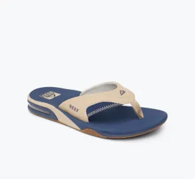 Luna Flip Flops Men's Fanning Flip-Flops With Built-In Bottle Opener In Tan/navy/tan