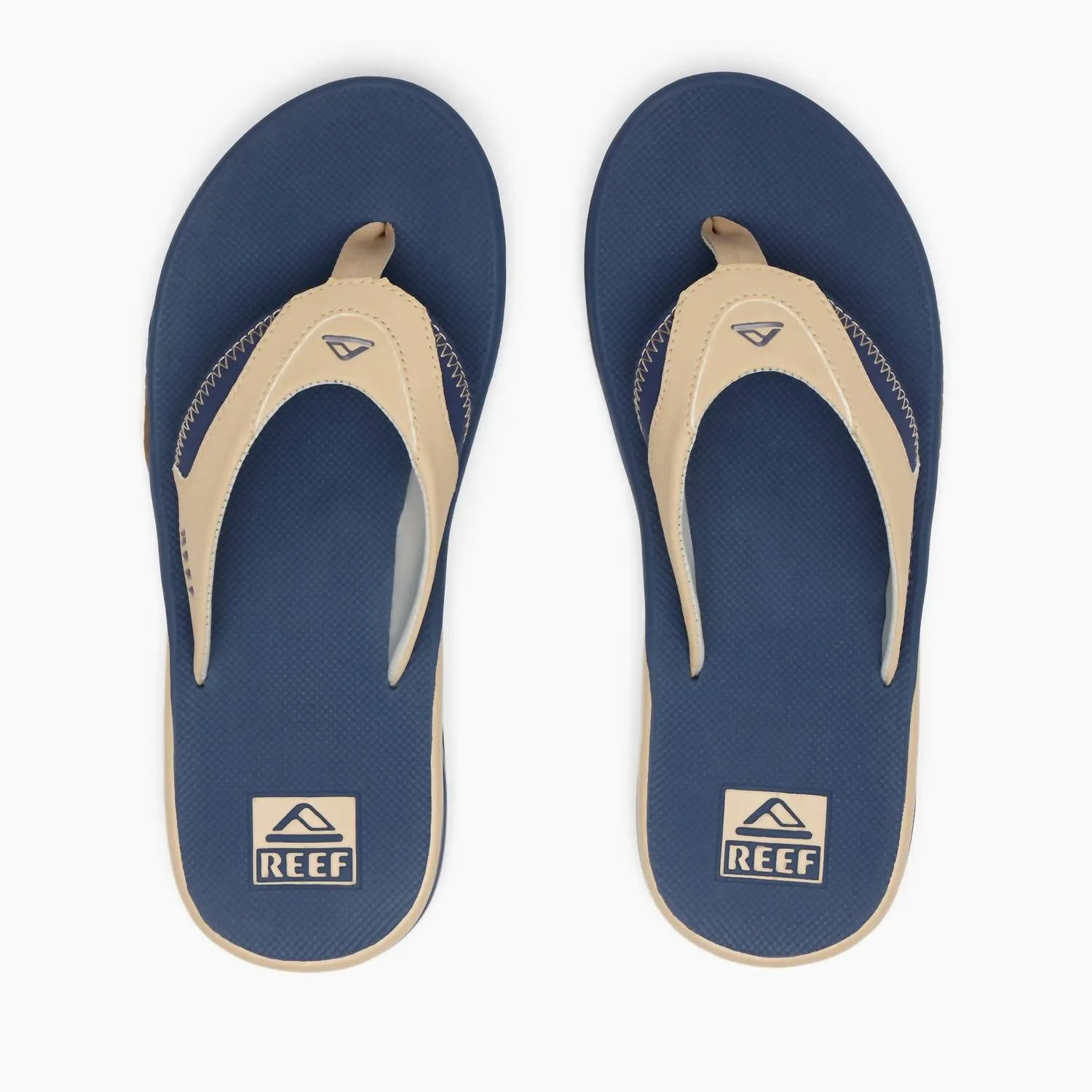 Impena Flip Flops Men's Fanning Flip-Flops With Built-In Bottle Opener In Tan/navy/tan