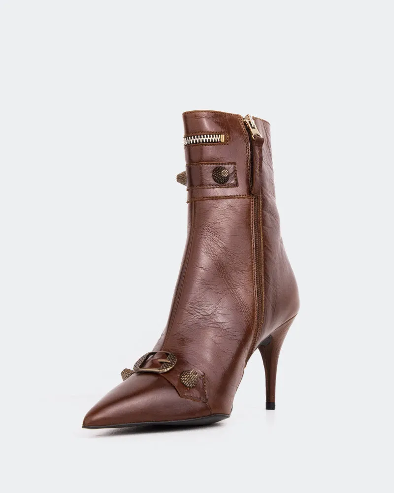 Stud Ankle Boots Minaj Chestnut Leather