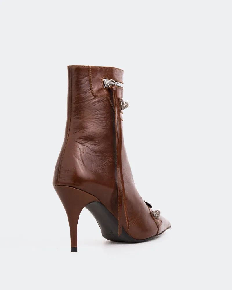 Minaj Chestnut Leather Catherine Malandrino Ankle Boots