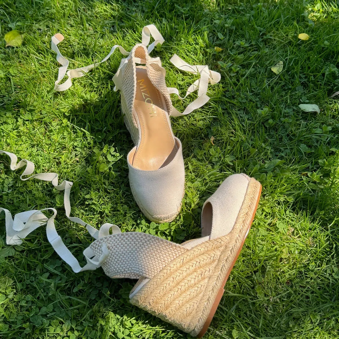 *Monaco 8 - Ivory Wedge Espadrilles Most Comfortable High Heels For Wide Feet