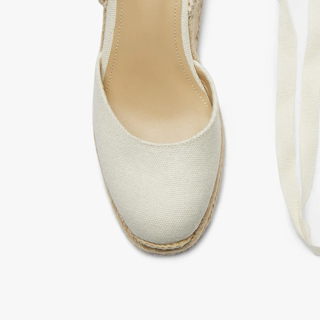 In High Heel Shoes *Monaco 8 - Ivory Wedge Espadrilles