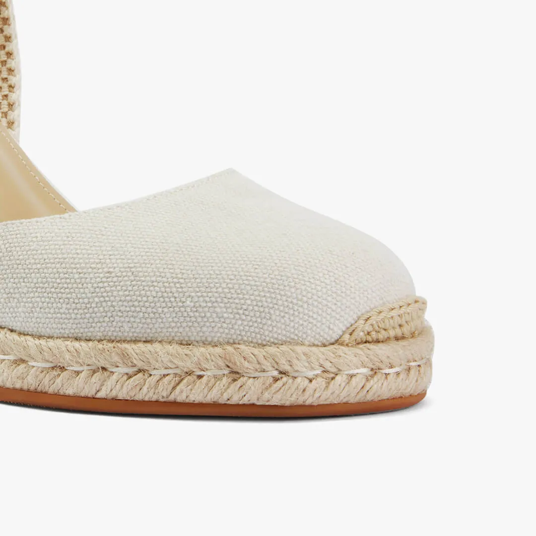 High Heels For Tall *Monaco 8 - Ivory Wedge Espadrilles