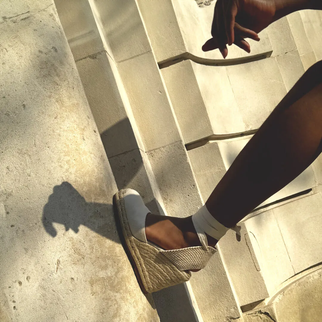 Light Brown Or Tan Suede Heeled Knee High Boots *Monaco 8 - Ivory Wedge Espadrilles