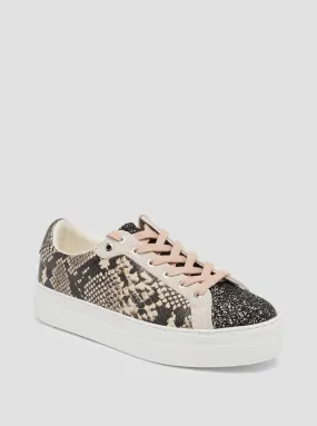 White Snake Print Garmini Low Top Sneakers Trump Sneakers Gold