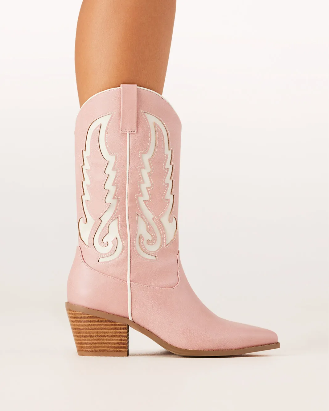 Square Toe Dress Boots NORVA - PINK IVORY
