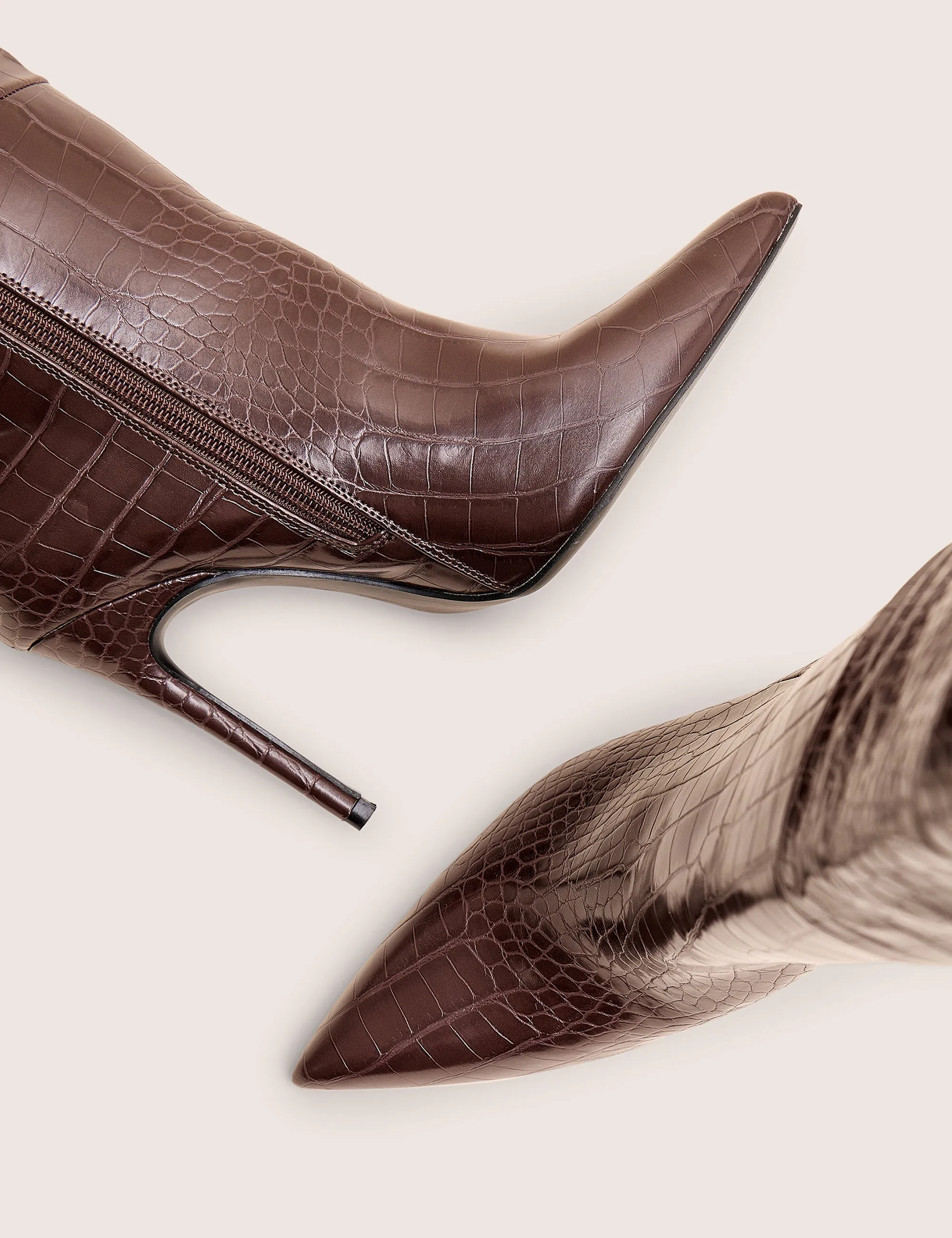 Knee High Boot Inserts Nova Chocolate Brown Croc Knee High Stiletto Boots