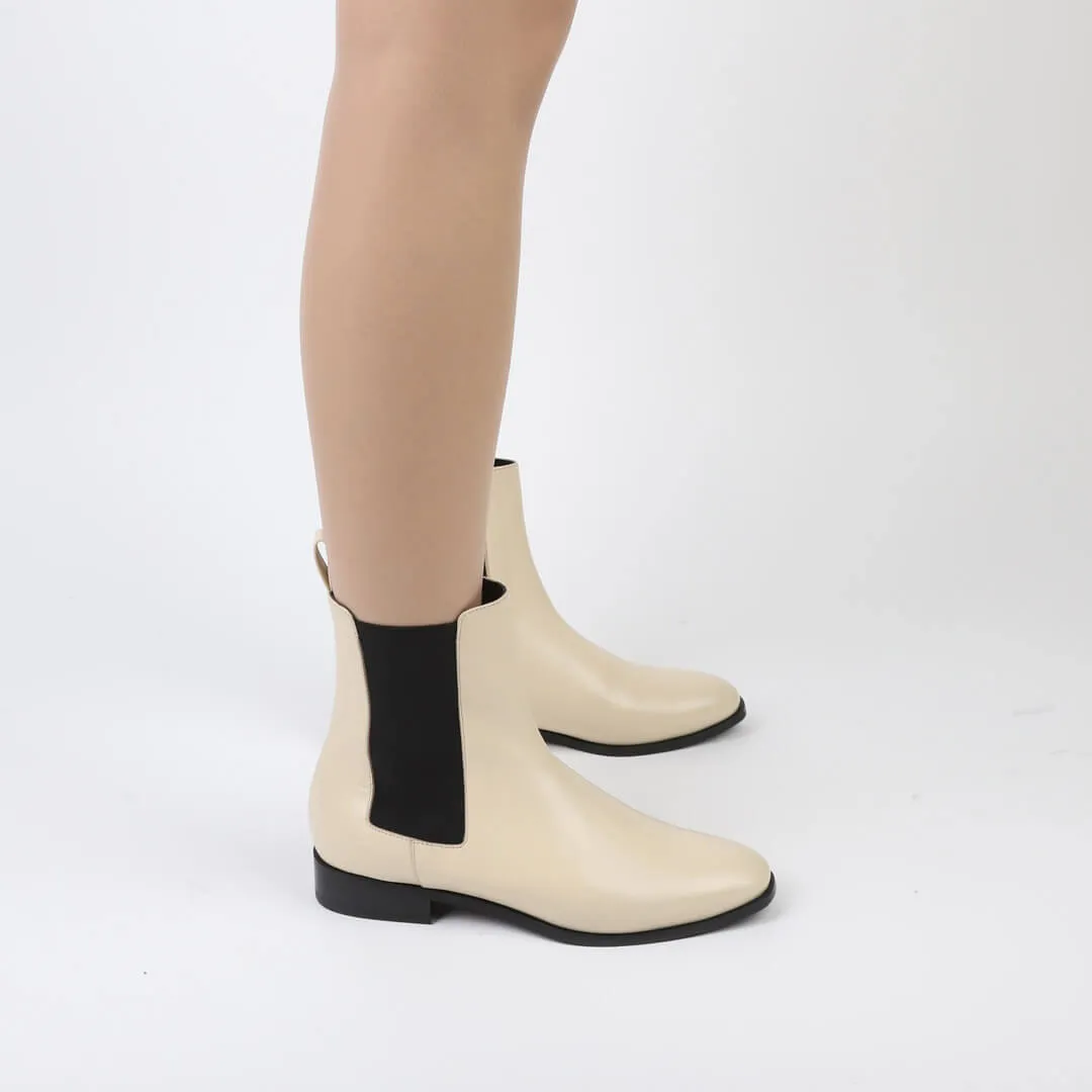 *UK size 1 - MELADO - cream, 2cm heels Chelsea Boots Under Suit